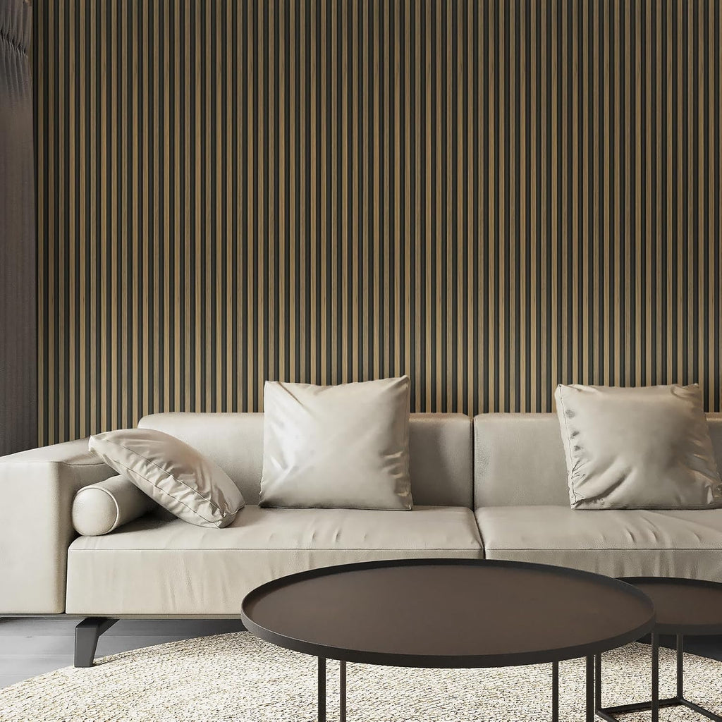 Art3d 8-Pack WPC Wood Slat Wall Panel for Interior Décor, 3D Wood Fluted Acoustic Paneling for Living Room Bedroom Home & Office Accent Wall Decor - 96 x 6 Inch Ebony