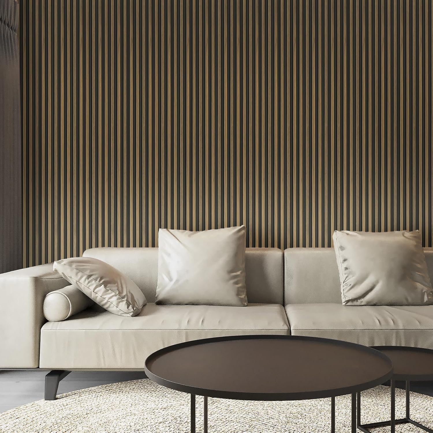Art3d 8-Pack WPC Wood Slat Wall Panel for Interior Décor, 3D Wood Fluted Acoustic Paneling for Living Room Bedroom Home & Office Accent Wall Decor - 96 x 6 Inch Ebony
