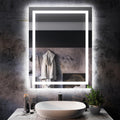 ISKM 36'' x 28'' LED Mirror for Bathroom Lighted Vanity Mirror for Wall Front Lights + Backlit LED Bathroom Mirror Anti-Fog Tempered Glass ETL Listed