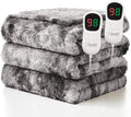 Homemate Electric Heated Blanket Queen Size - 84"x90" Heating Blanket Queen Size Dual Control 1/2/4/6/8 Hours Auto-Off 10 Heat Level Over-Heat Protection Luxury Faux Fur Sherpa ETL Certification