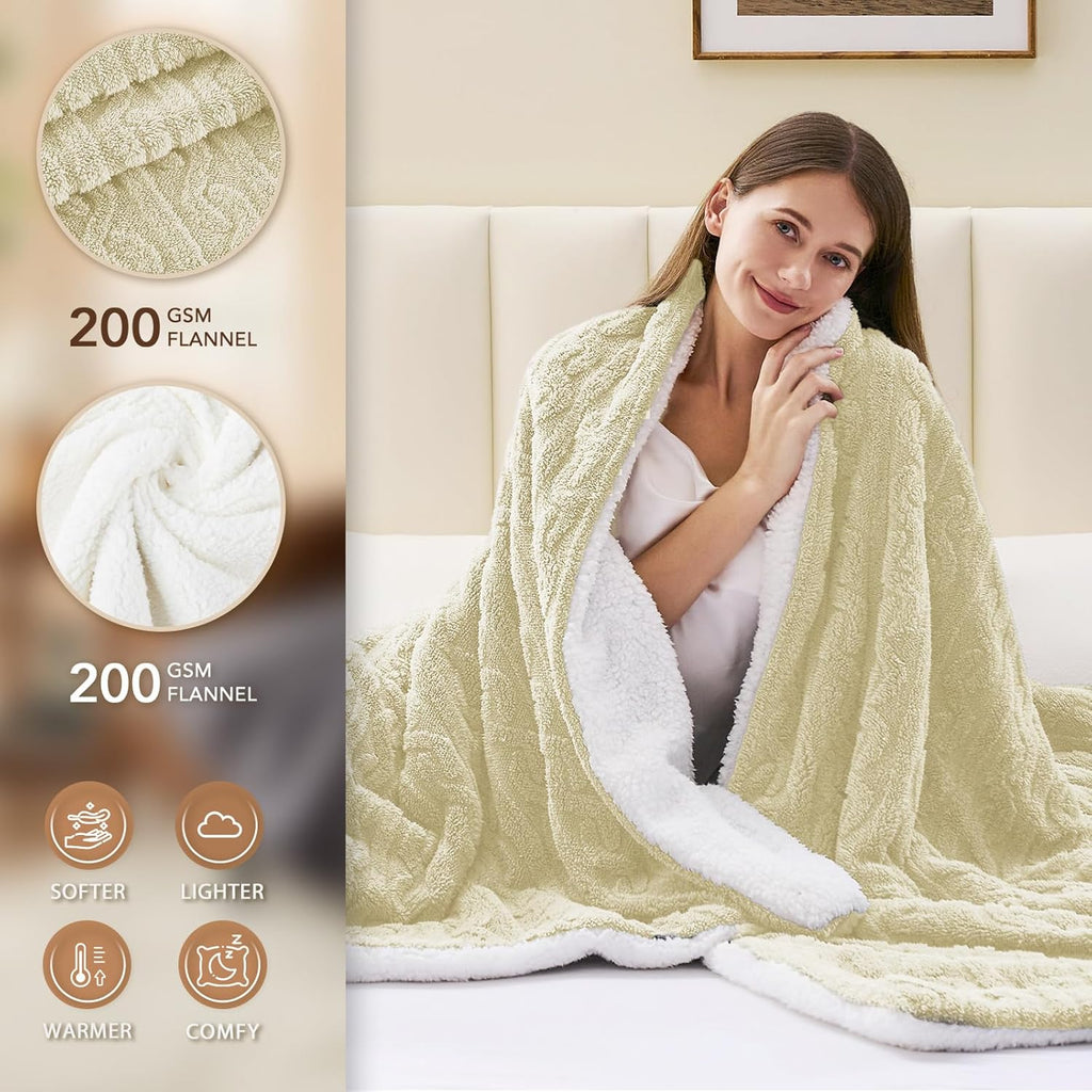 Homemate Electric Heated Blanket Full - 72"x84" Heating Bed Blankets Throw with 10 Heating Levels 8 Hours Auto Off Fast Heating Over-Heated Protection Ultra Soft Warm Flannel ETL Certified
