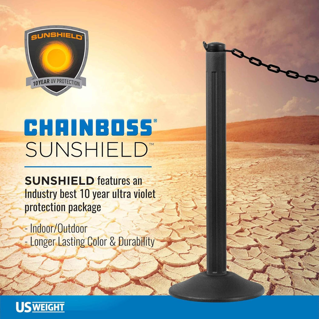 US Weight (Made in USA) 2" x 50' Red Plastic Safety Chain ft. SunShield UV Resistant Technology