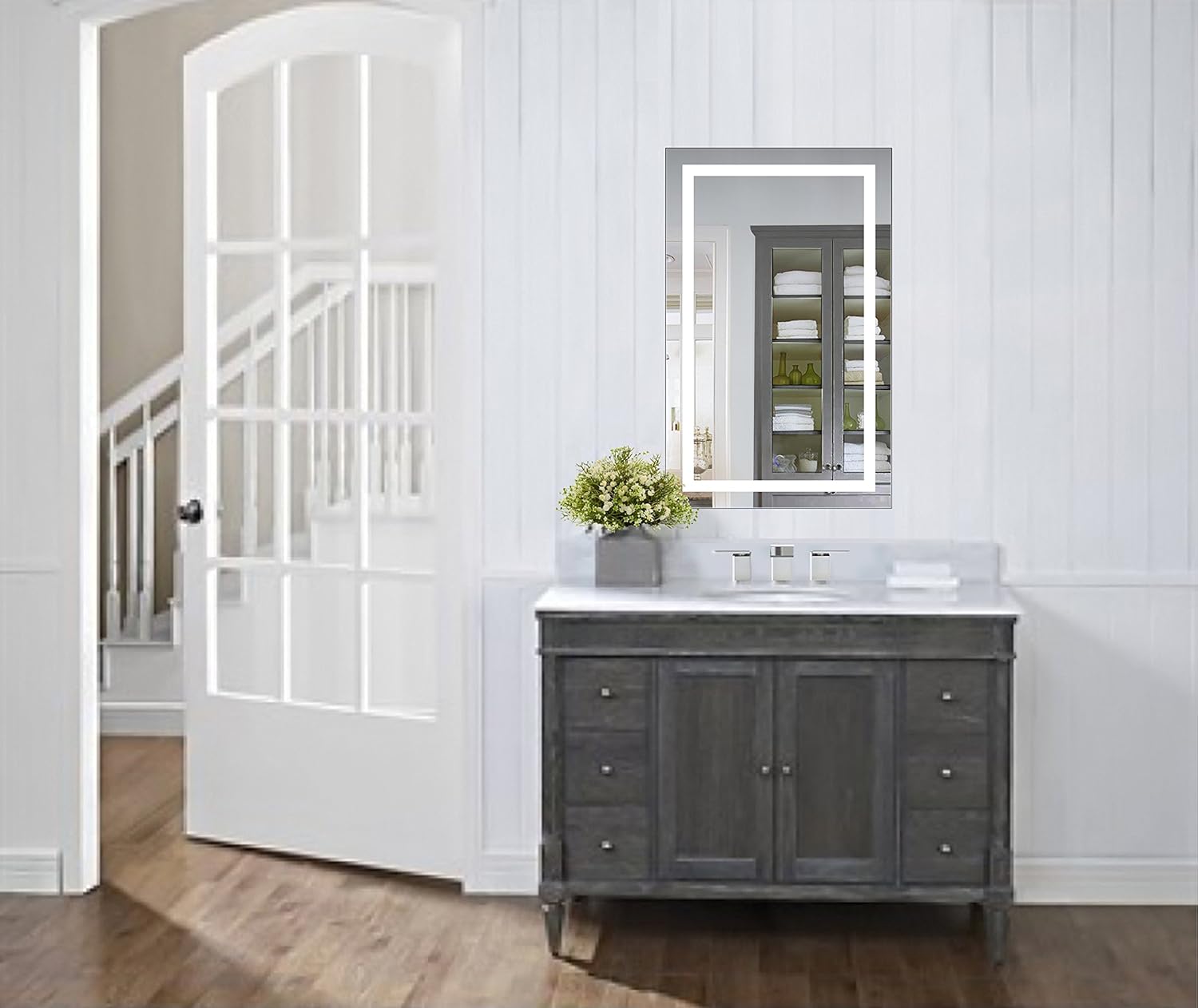 Krugg | 20 Inch X 32 Inch LED Bathroom Mirror | Lighted Vanity Mirror Includes Dimmer & Defogger | Wall Mount Vertical or Horizontal Installation