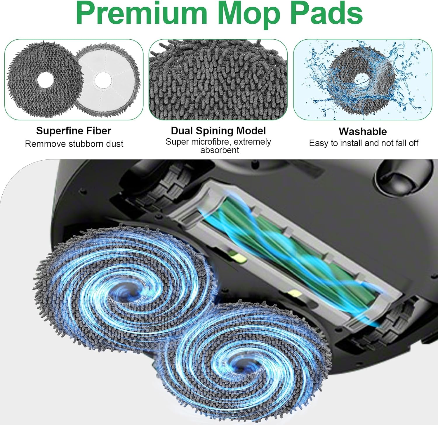 Roomba 405 Combo Accessories Replacement Parts for iRobot Roomba Plus 405/505 / 507 Combo Kit Accessory Set, 2 Roller Main Brushes, 6 vacuum Dust Bags 6 Mop Pads 4 Hepa Filters 6 Side Brushes