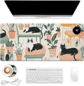 Heated Mouse Pad, Warm Desk Pad, Keyboard Mat 31.5 x 13 Inch Large Size Intelligent Fast Heating, 3 Speed Adjustable, Timed Auto Power Off for Game Office Home,Cartoon Cat Bed