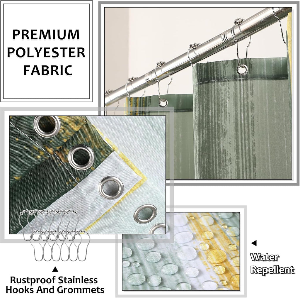 Bathroom Accessories Set - 25PC Bathroom Set with Shower Curtain and Rugs, Sage Green Bathroom Set, Bathroom Accessory Set with Press-on Lid Trash Can, Soap Dispenser and Qtip Holders