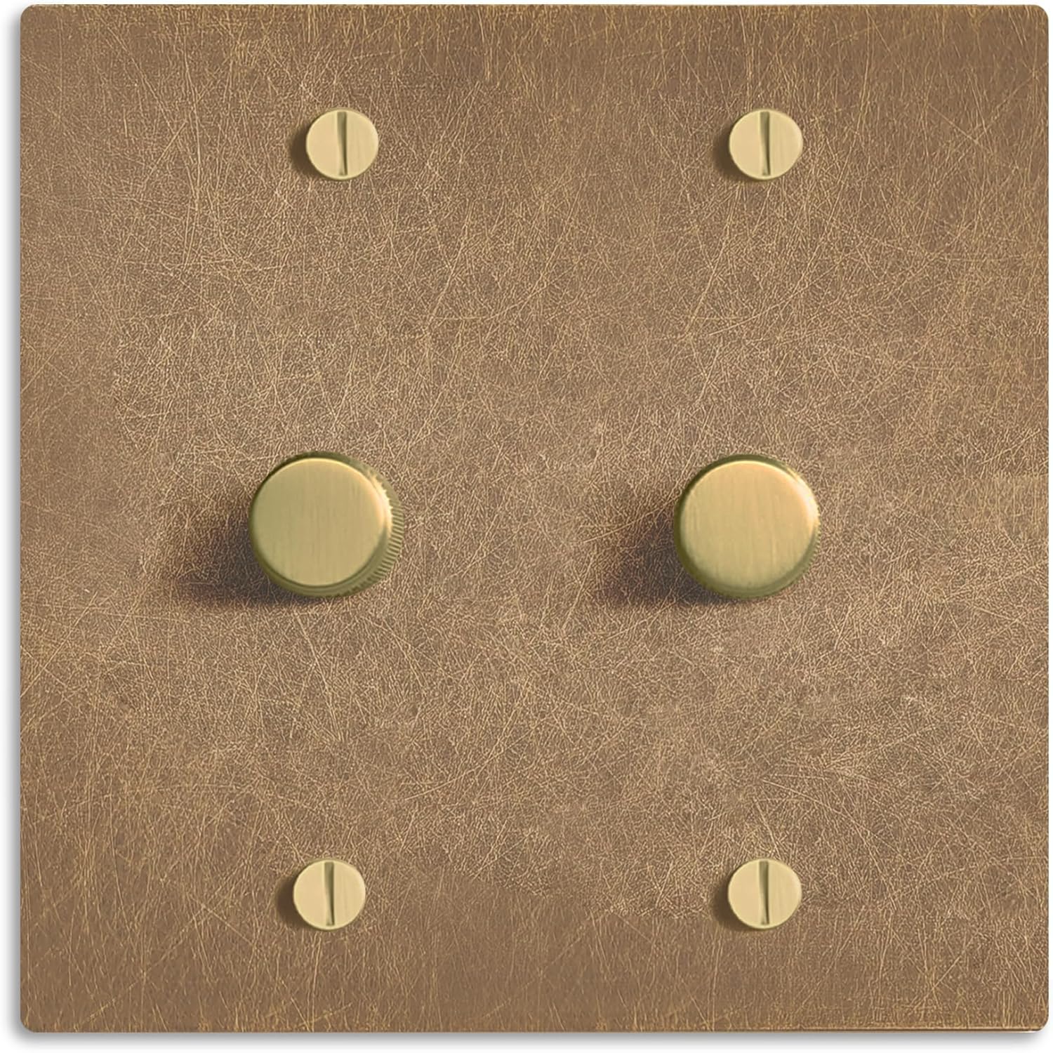 SELECT Vintage Brass Dimmer Light Switch, 1 Way Rotary Dimmer, 2 Gang TRIAC/Leading Edge Dimmable LED Light Switch, 15A 120V AC with Brass Knob, Faceplate & Dimming Module, UL Listed