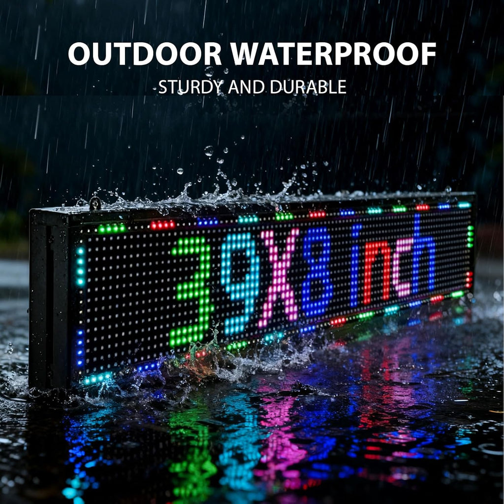 Programmable LED Sign Outdoor Full Color – 39"x8" Scrolling Message Board, Custom Digital Advertising Display, WiFi Control, High Brightness Neon Business Sign for Store, Bar, Restaurant