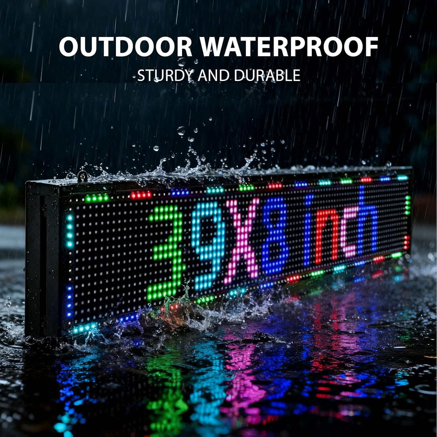Programmable LED Sign Outdoor Full Color – 39"x8" Scrolling Message Board, Custom Digital Advertising Display, WiFi Control, High Brightness Neon Business Sign for Store, Bar, Restaurant