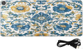 Heated Desk Pad Mouse Pad 31.5x13 Inch PU Leather Desk Mat with 3 Heat Levels Large Mouse Gaming Computer Laptop Mat Floral Blue and Yellow Tile