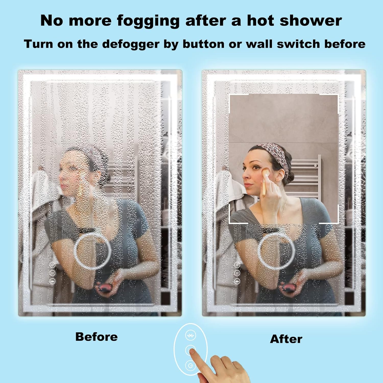 30''X48'' LED Bathroom Mirror with Lights, Built-in Bluetooth Speaker and 3X Magnifier, Anti-Fog Dimmable Backlit + Front Lit, Lighted Vanity Makeup Wall Mirrors, Shatter-Proof IP65 Waterproof