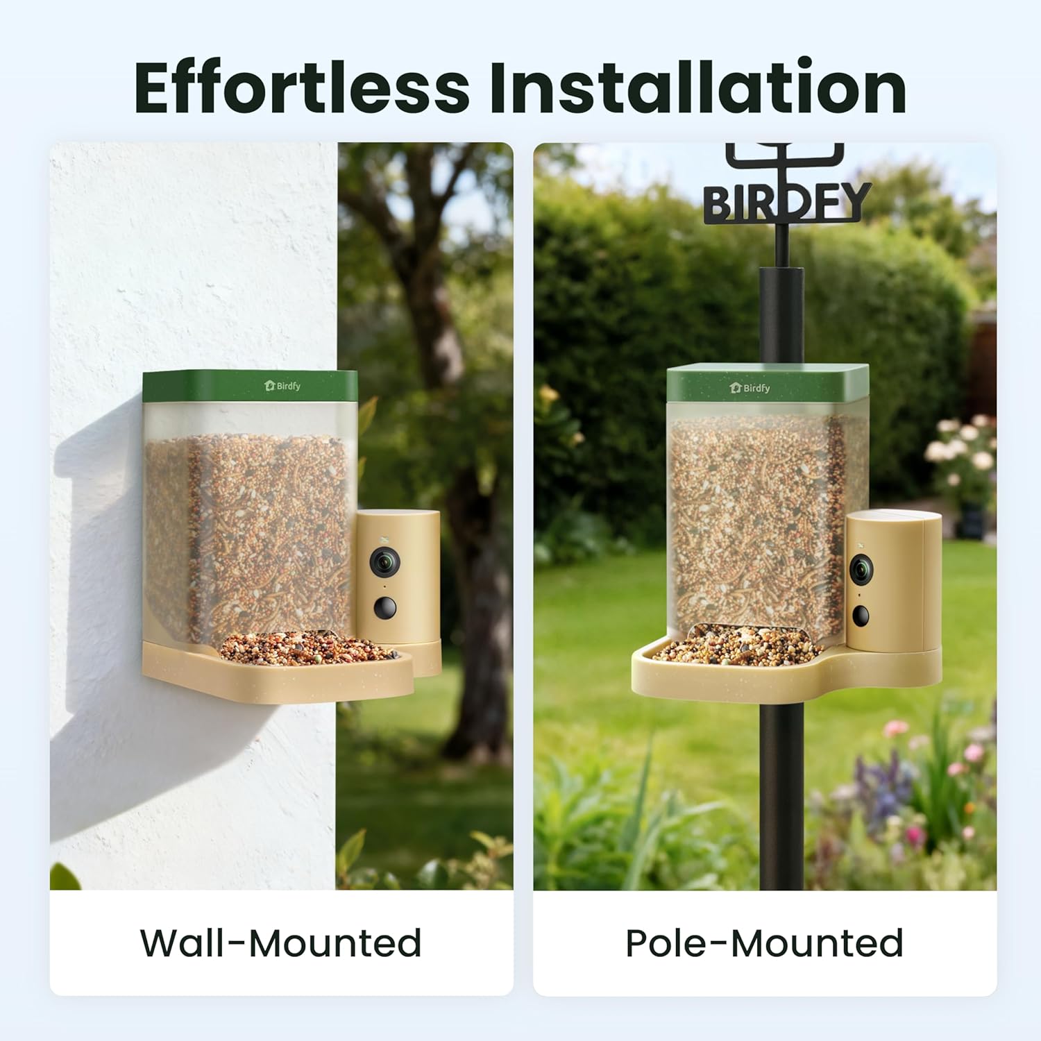 Birdfy Smart Bird Feeder with Camera for Rookie, Camera Bird Feeder Dual Night Vision, AI Recognition IP66 Waterproof for BirdLovers, 1.3L Capacity (AI by Subscription)