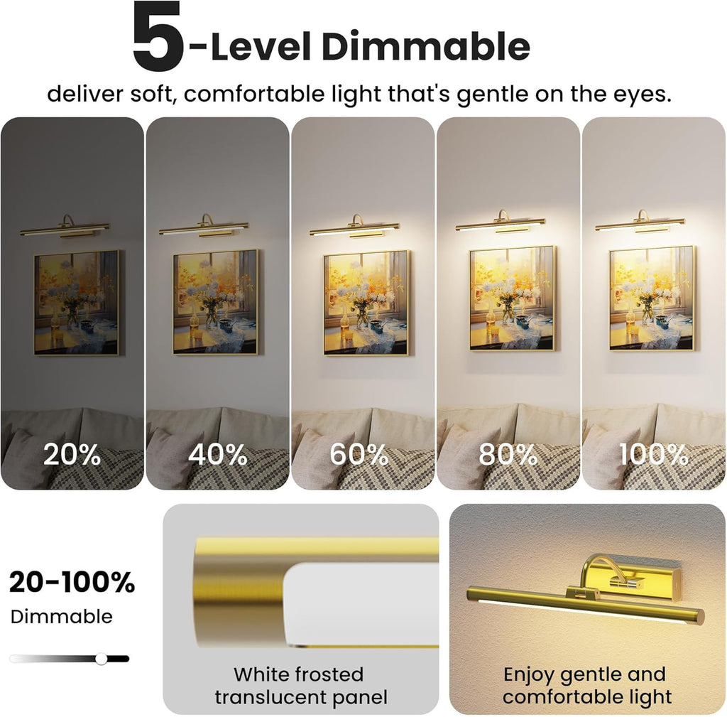 16" Art Lighting for Paintings with 1pcs Extra 6000mAh Battery - 2 Pack Wireless Dimmable Wall Mount for Paintings, Artwork, Portraits & Frames