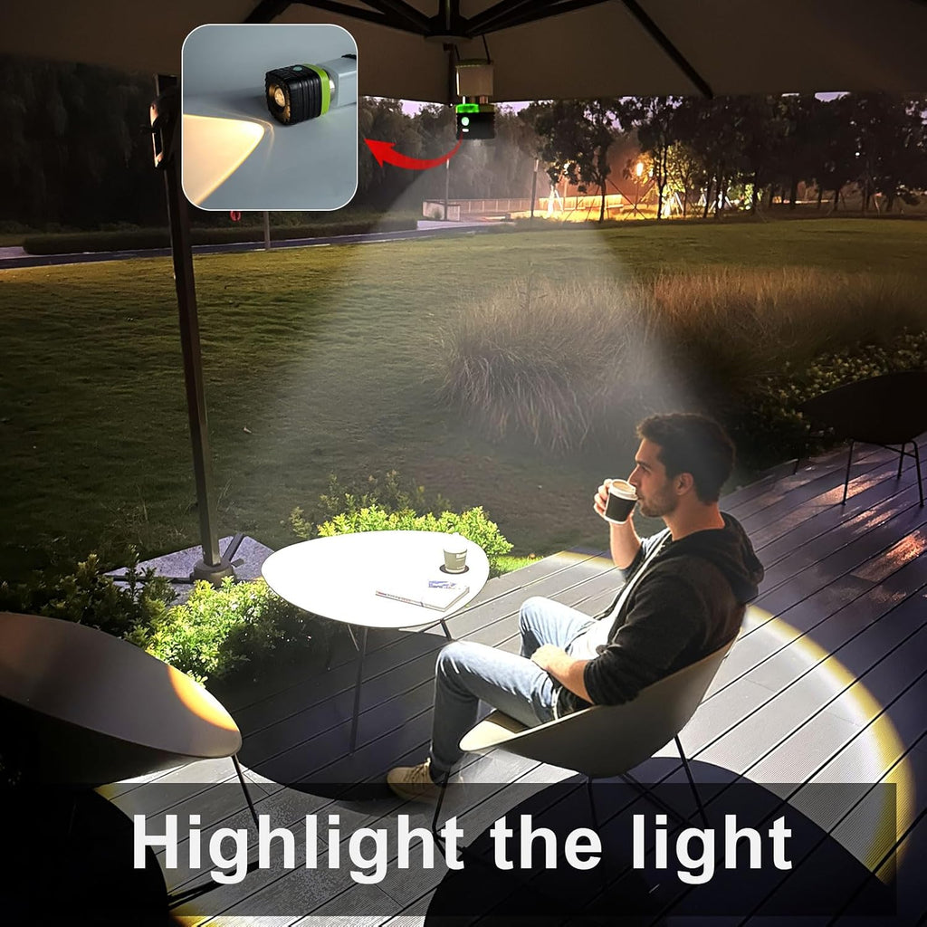 2PCS 6500K White Light LED Camping Lantern Rechargeable 1000LM, 4500mAh Power Bank, Flashlight for Hurricane Emergency, Hiking, IP44 Waterproof Lantern(Black)
