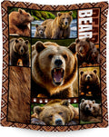 Blankets for Dad, Bear Blanket Gifts for Men Boys Adults, 40"x50" Forest Animal Throw Gift for Hunters - Soft, Fuzzy & Cozy Flannel Throws Wildlife Country Decor