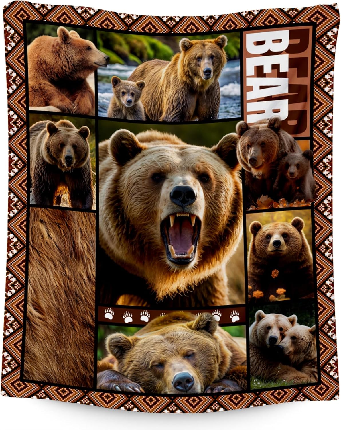 Blankets for Dad, Bear Blanket Gifts for Men Boys Adults, 40"x50" Forest Animal Throw Gift for Hunters - Soft, Fuzzy & Cozy Flannel Throws Wildlife Country Decor