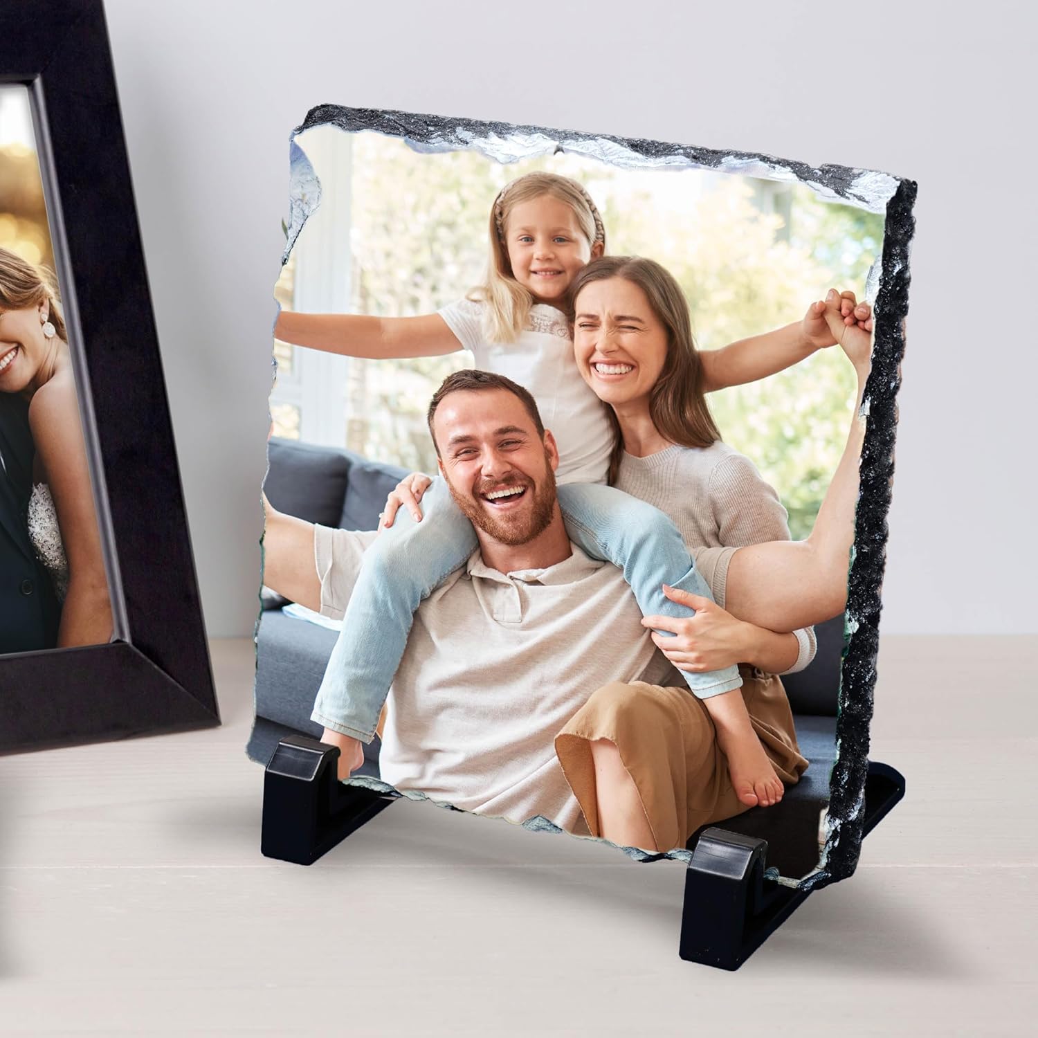 ArtPix 3D Christmas Personalized Slate Plate, Customized Xmas Photo Print Stone, Custom Picture Gift for Wife, Women, Family, Her, Him, Rock Slate Plaque Frame (Large)