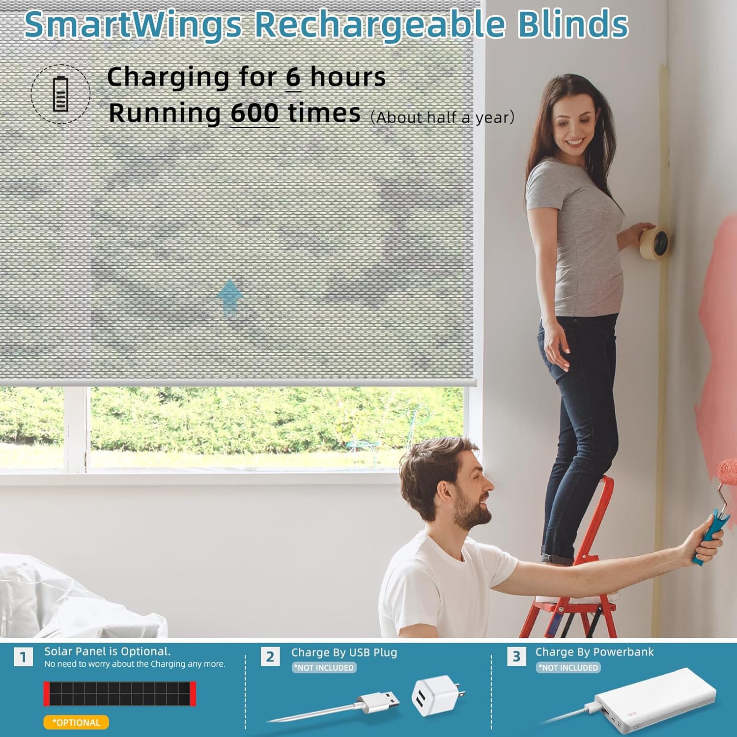 SmartWings Motorized Smart Blinds for Windows in Light Filtering, Electric Remote Roller Shades Compatible with Alexa/Google Home/Homekit, Custom Up to 110”W x 148”H, 5% Openness Aventus White Grey