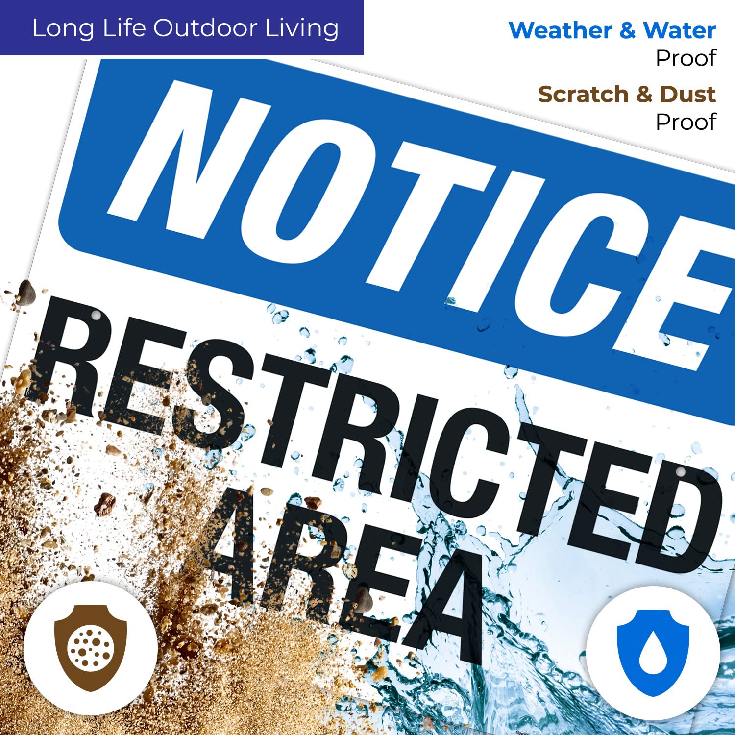 Notice Restricted Area Sign, 24x30 Inches, Rust Free .063 Aluminum, Fade Resistant, Made in USA
