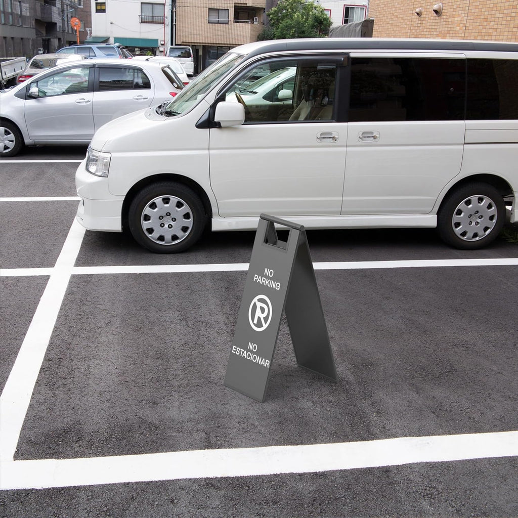 2-Pack No Parking Sign, stainless steel,24 Inch Height, Double Sided A-Shaped Frame No Parking Sign, Folding No Parking Signs for Outside, Lawn, Driveway, Garage, Yard, Fire Lane