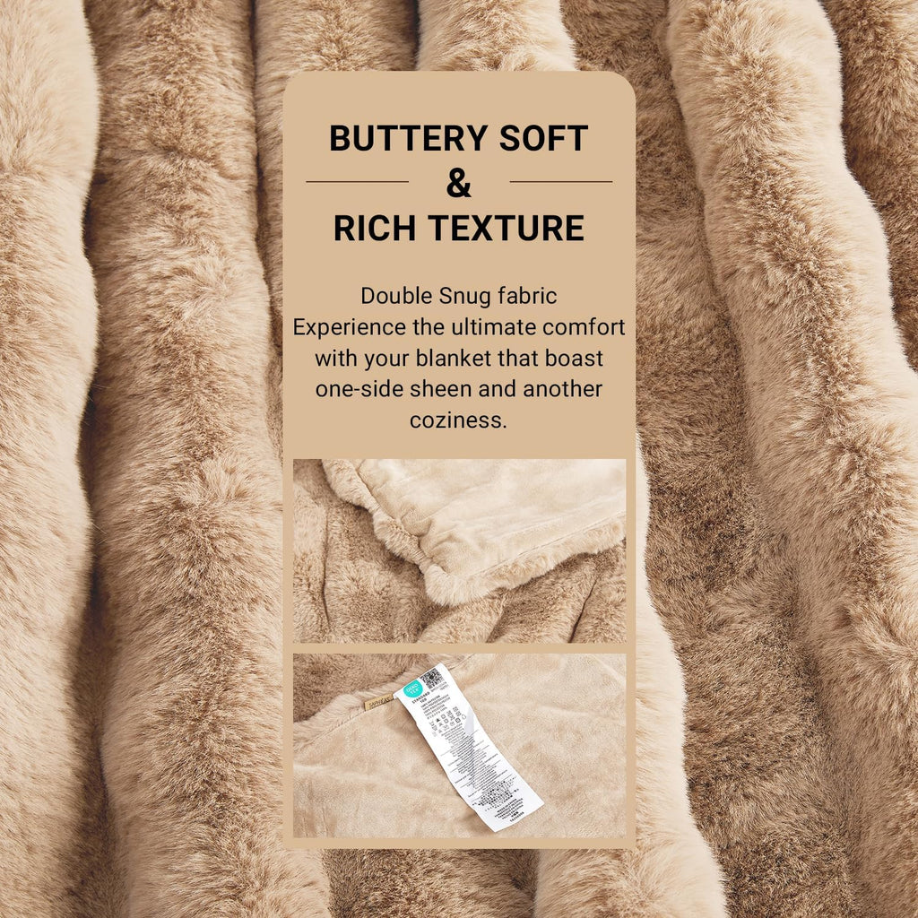 SAPHREAS Faux Fur Throw Blanket for Couch, Fluffy Fuzzy Bubble Blanket for Sofa Bed Living Room, Decor Soft Cozy Gifts for Women Men, 60x80” Khaki