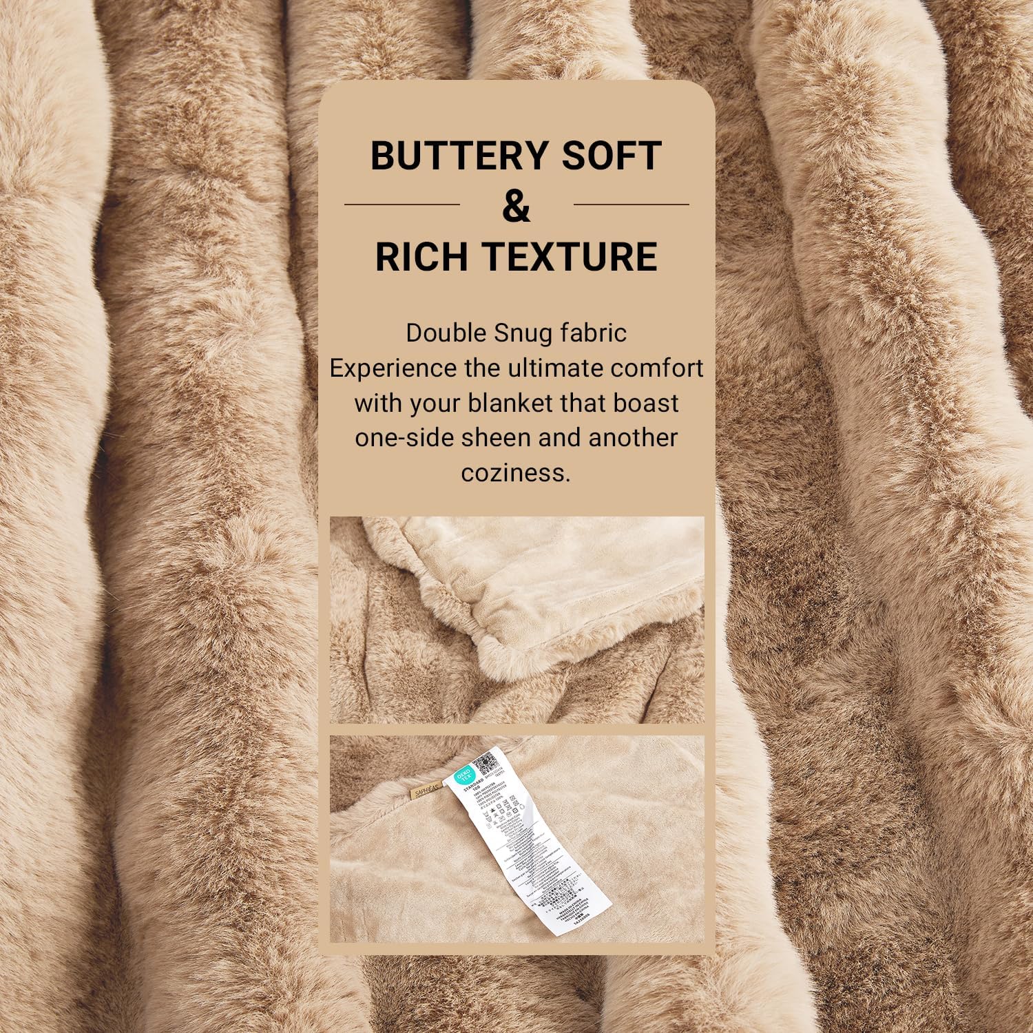 SAPHREAS Faux Fur Throw Blanket for Couch, Fluffy Fuzzy Bubble Blanket for Sofa Bed Living Room, Decor Soft Cozy Gifts for Women Men, 60x80” Khaki
