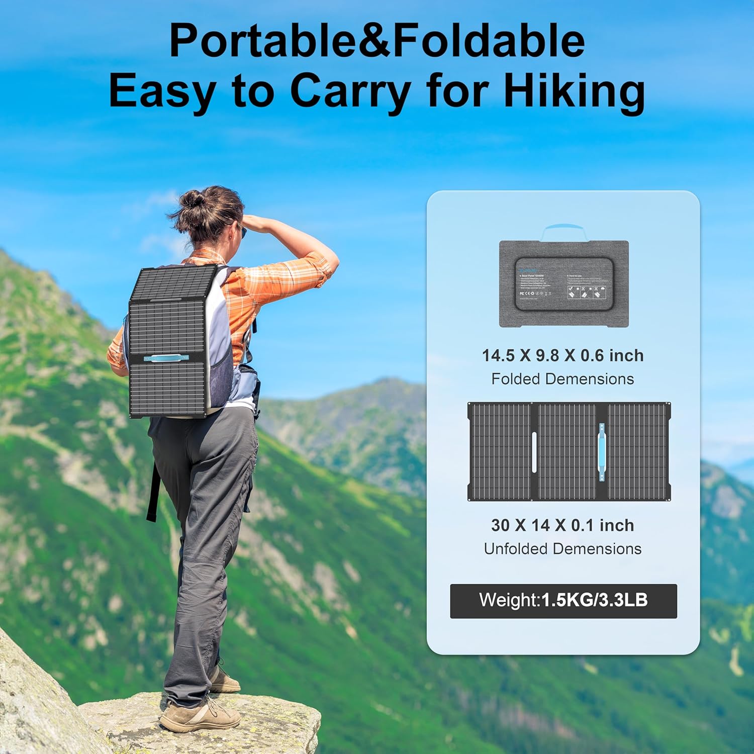 45W Portable Solar Panels Chargers with USB-C, USB-A and DC Outputs Foldable IP67 Waterproof Solar Panel for Camping,Power Emergency for Small Power Station,Phones, Power Banks
