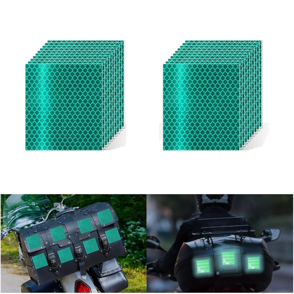 Non Fading Green Reflective Stickers 3 inch X 3 inch, Outdoor Waterproof High Visibility Warning Safety Adhesive Reflector Tape (20 Pcs)