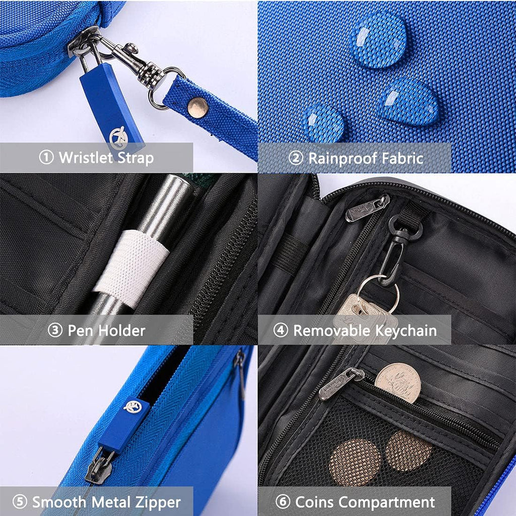 VanFn RFID Travel Passport Wallet, Family Passport Holder, Trip Document Organizer P.Travel Series (Nylon - Blue)
