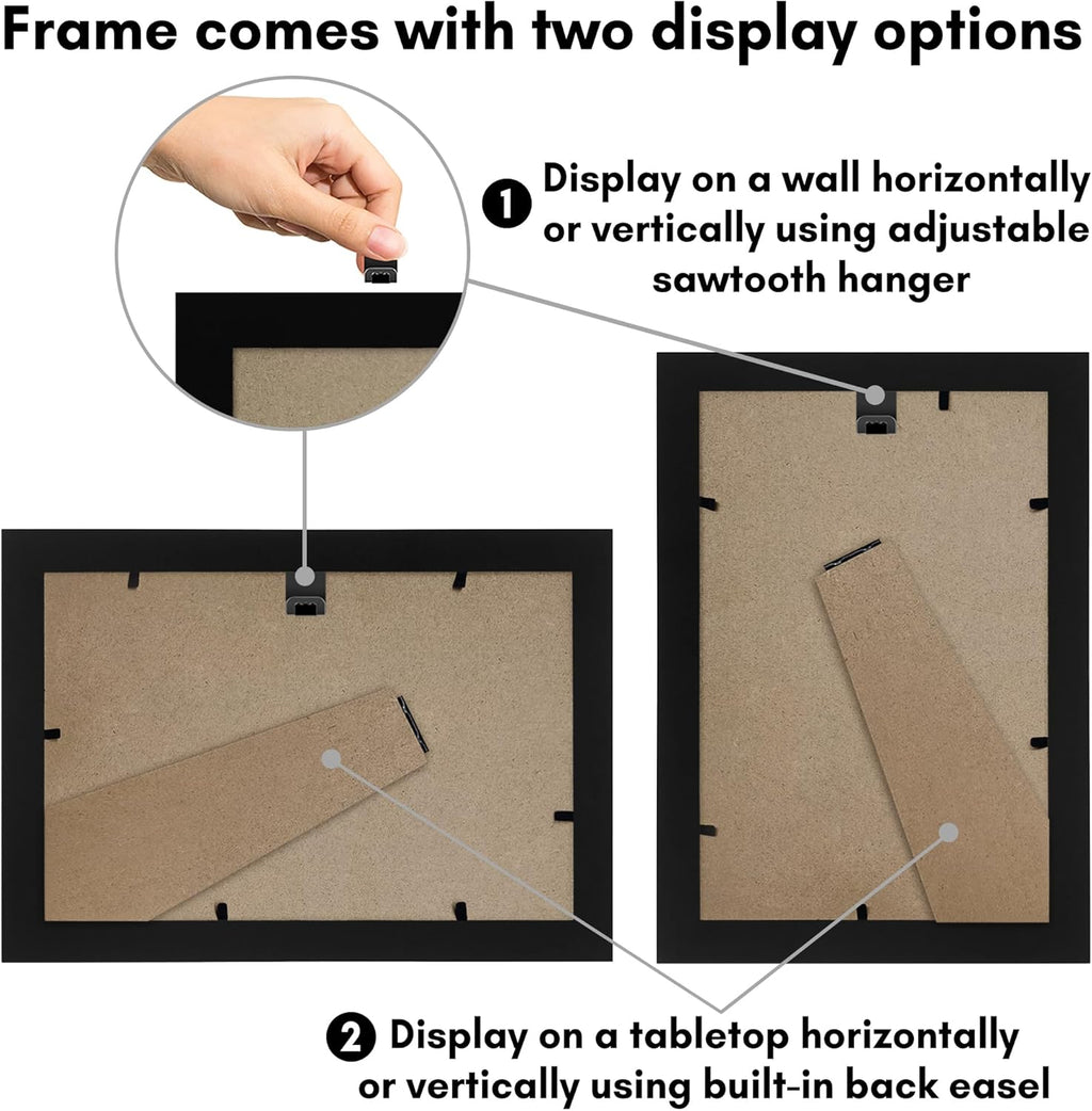 Americanflat 5x8 Picture Frame with Shatter-Resistant Glass - Signature Collection - Gallery-Style Frames Made of Engineered Wood - Photo Frame for Tabletop and Wall Display - Black