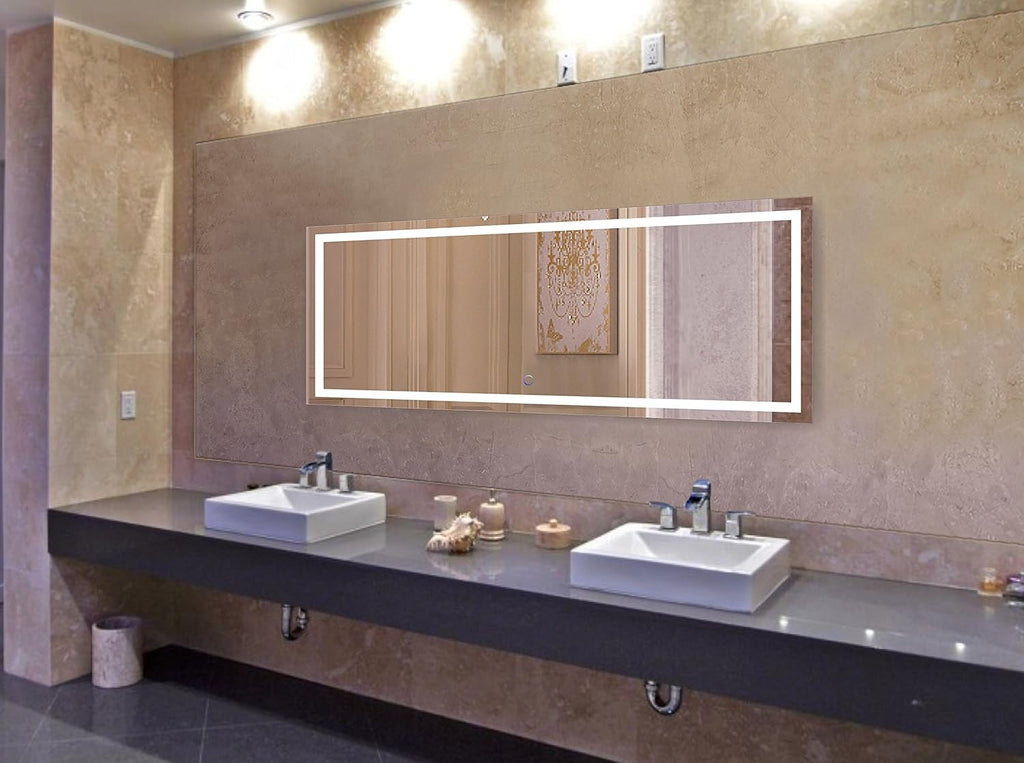 Krugg | Large 72 Inch X 30 Inch LED Bathroom Mirror | Lighted Vanity Mirror Includes Dimmer & Defogger | Wall Mount Vertical or Horizontal Installation