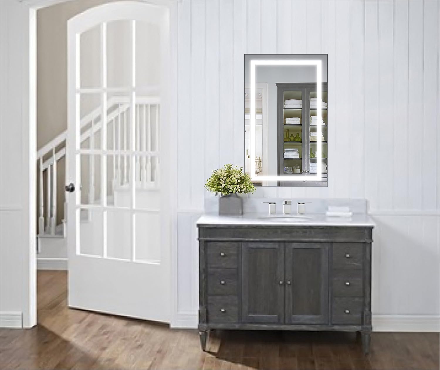 Krugg | 20 Inch X 32 Inch LED Bathroom Mirror | Lighted Vanity Mirror Includes Dimmer & Defogger | Wall Mount Vertical or Horizontal Installation