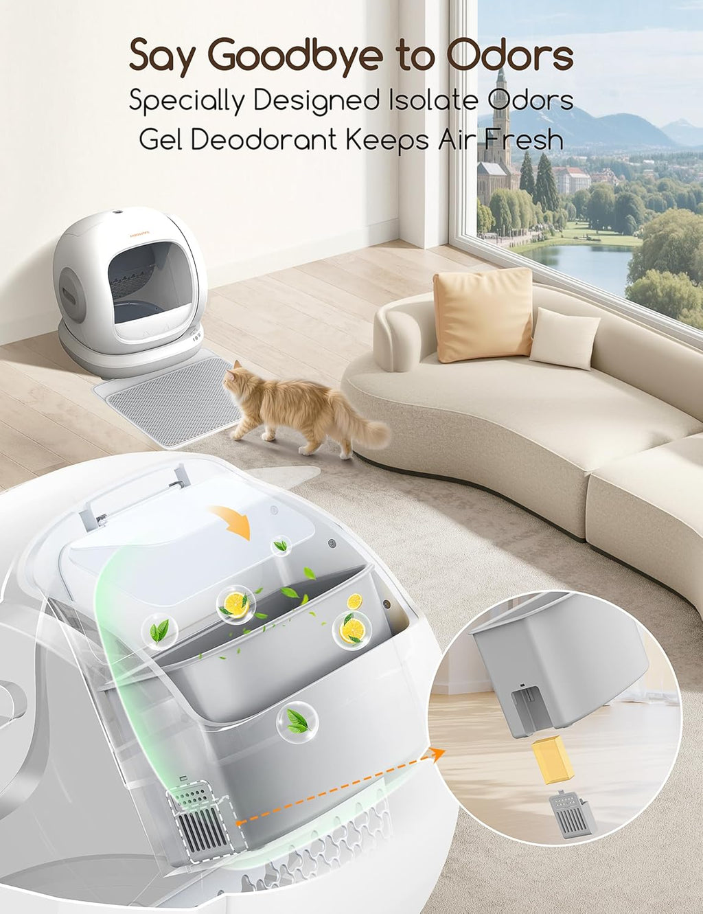 Meowant Self Cleaning Litter Box, Automatic Litter Box Self Cleaning with APP Control, 75L Extra Large Open Low Entry Smart Cats Litter Boxs for Multi-Cat Compatible Senior Cats Large Cats