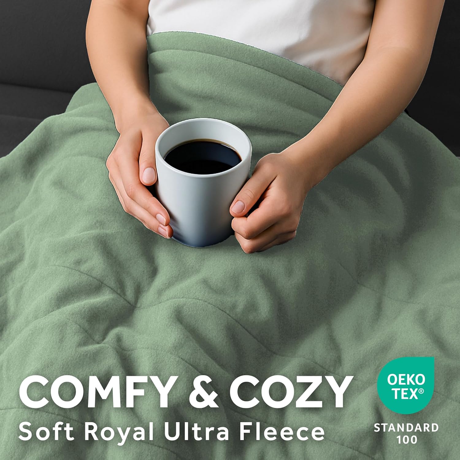 Sunbeam Royal Ultra Fleece Heated Electric Blanket Queen Size, 90" x 84", 12 Heat Settings, 12-Hour Selectable Auto Shut-Off, Fast Heating, Machine Washable, Warm and Cozy, Matcha