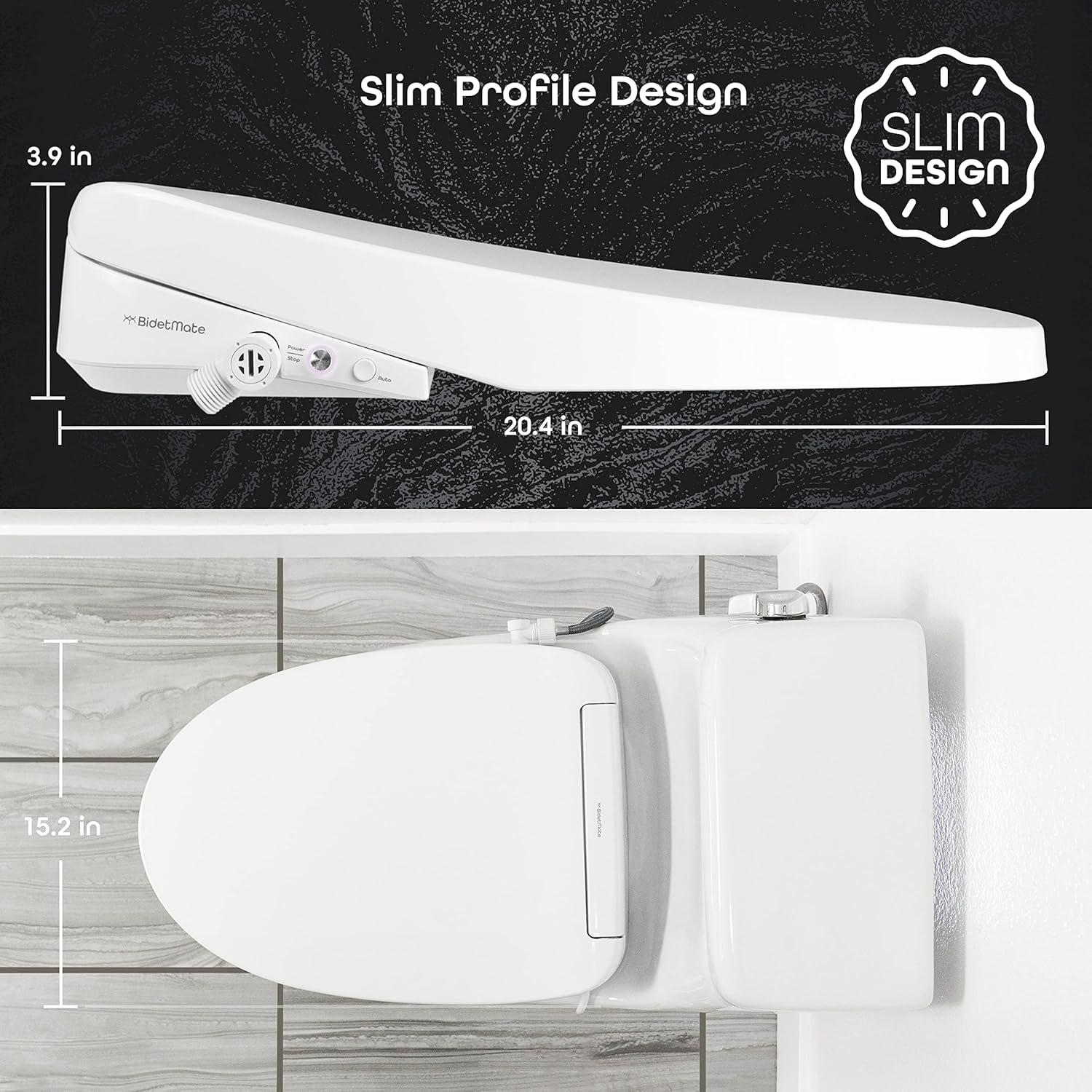 BidetMate 3000 Series Electric Toilet Seat Bidet with Unlimited Heated Water, Remote, and Adjustable Warm Air Dryer - Adjustable and Self-Cleaning - Fits Elongated Toilets