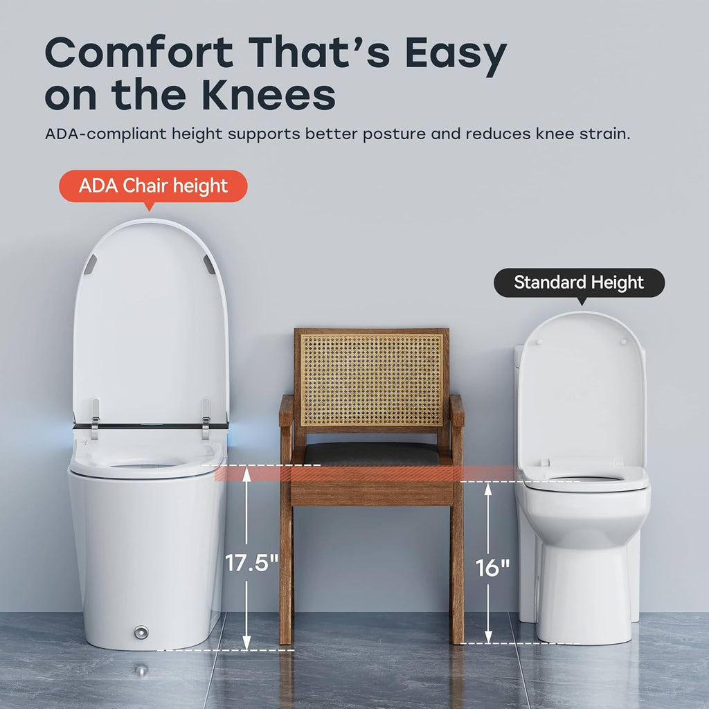 HOROW Artistic Bidet Toilet, Smart Toilet with ADA Chair Height, Ultra-Powerful Flush, Auto Open/Close Lid, Instant Warm Water, Elongated Heated Seat, Deodorization