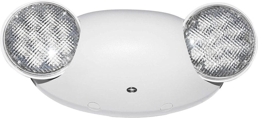 LIT-PaTH LED Emergency Lighting Fixtures with 2 LED Bug Eye Heads and Back Up Batteries- US Standard Exit Light, UL 924 and CEC Qualified, 120/277 Voltage, White, 1-Pack