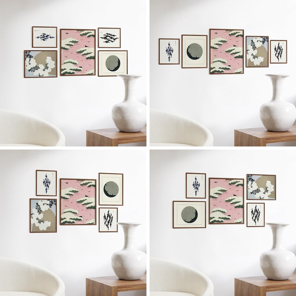 HAUS AND HUES Photo Gallery Wall Frame Set - Set of 5 Walnut Frames for Gallery Wall, Gallery Wall Frames, Multiple Picture Frames for Wall Collage (Two 8x10, Two 11x14, One 16x20 Framed Walnut)
