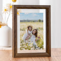 Axeman 6x8 Floating Picture Frame - Solid Oak Wood Picture Frame, Double Tempered Glass Photo Frame 2x3 4x6 5x7 6''x8'' Wood Frame, Wall Mount Or Tabletop Standing, Walnut
