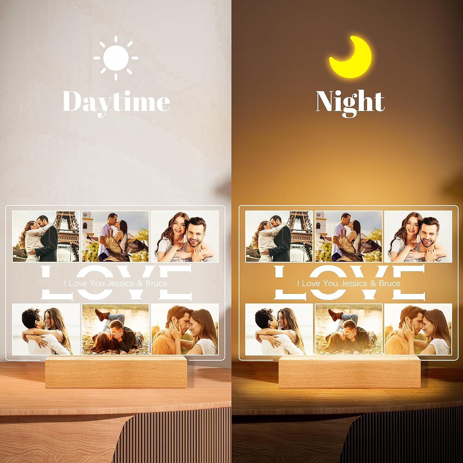 Custom Picture Frame with Photo, Personalized Photo Frame, Customized Picture Frames, Personalized Anniversary Valentines Day Gifts for Women Men Her Him Couples Wife