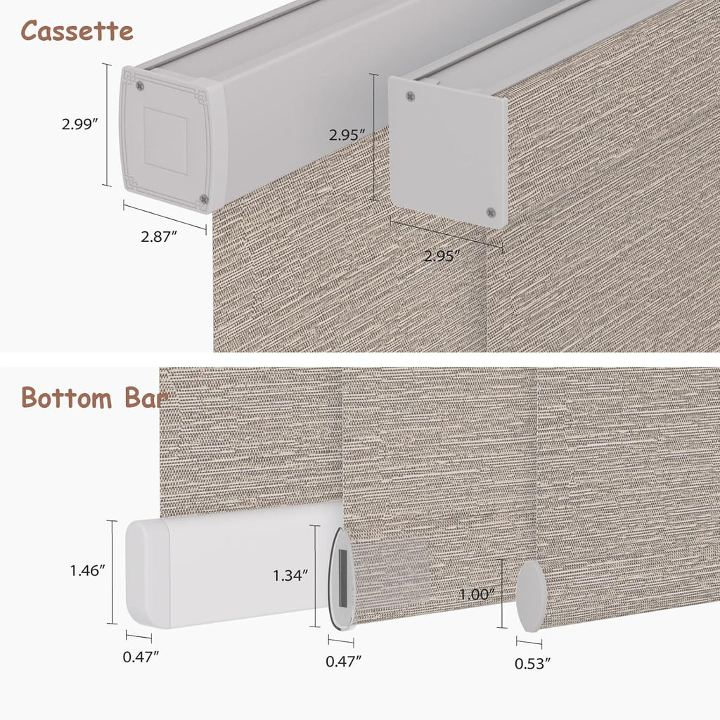 Motorized Roller Blinds with Remote, 100% Blackout Automatic Roller Shades for Bedroom, Bathroom, and Living Room, Customized Size, Woven Tapestry Brown