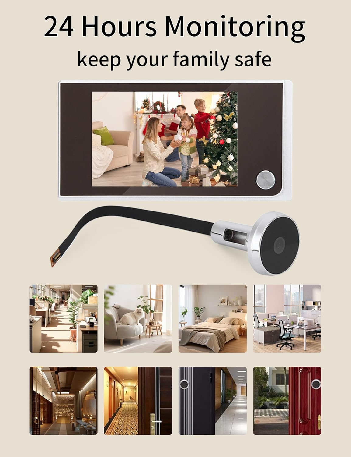 Peephole Door Viewer Digital Door Eye Viewer Camera 3.5 inch LCD HD Screen 120 Degrees Wide Angle View for Home Security System