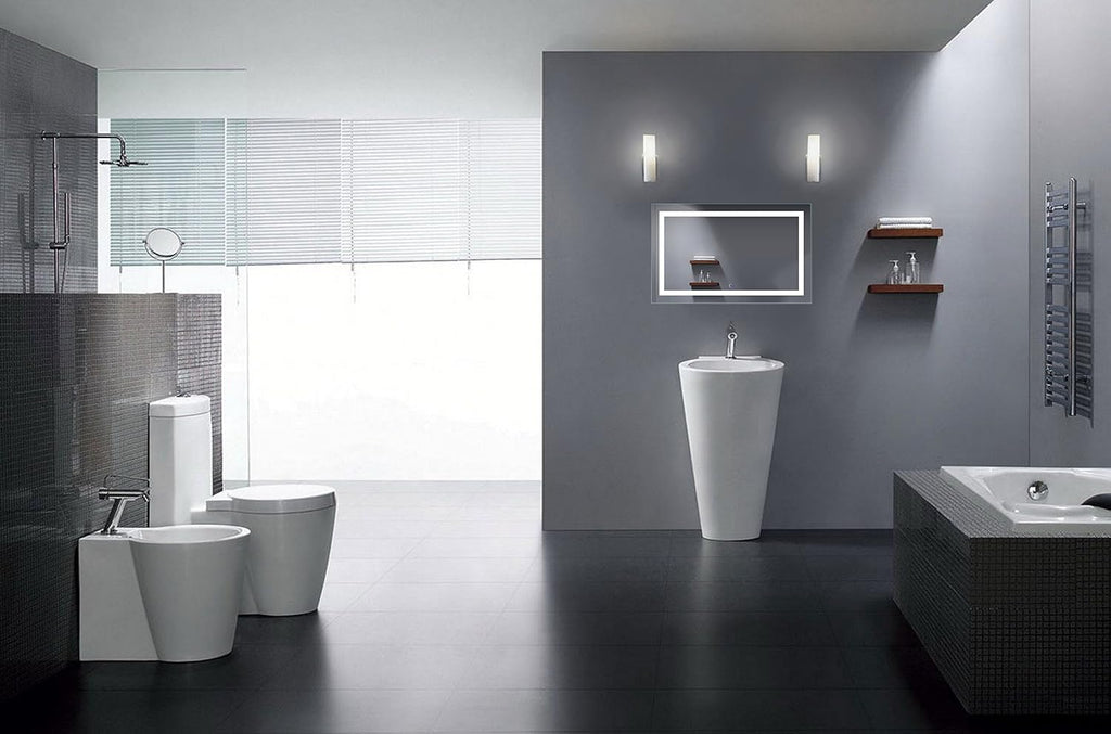 Krugg | 42 Inch X 24 Inch LED Bathroom Mirror | Lighted Vanity Mirror Includes Dimmer & Defogger | Wall Mount Vertical or Horizontal Installation