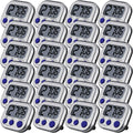 Leumoi 24 Pcs Digital Kitchen Timers Magnetic Back Timers Bulk Large Screen Loud Alarm On/Off Switch Minute Second Count up Countdown Memory Setting for Cooking Classroom Exercise (Sliver and Blue)