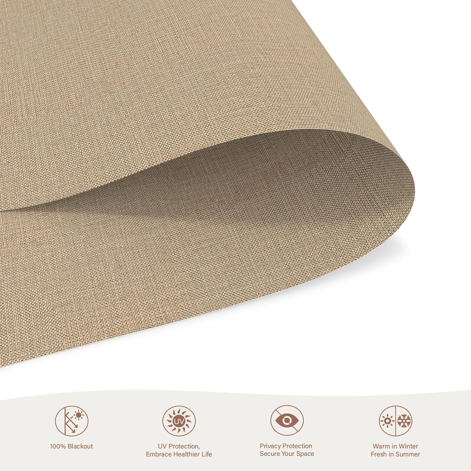 Motorized Roller Blinds with Remote, 100% Blackout Automatic Roller Shades for Bedroom, Bathroom, and Living Room, Customized Size, Coffee Beige