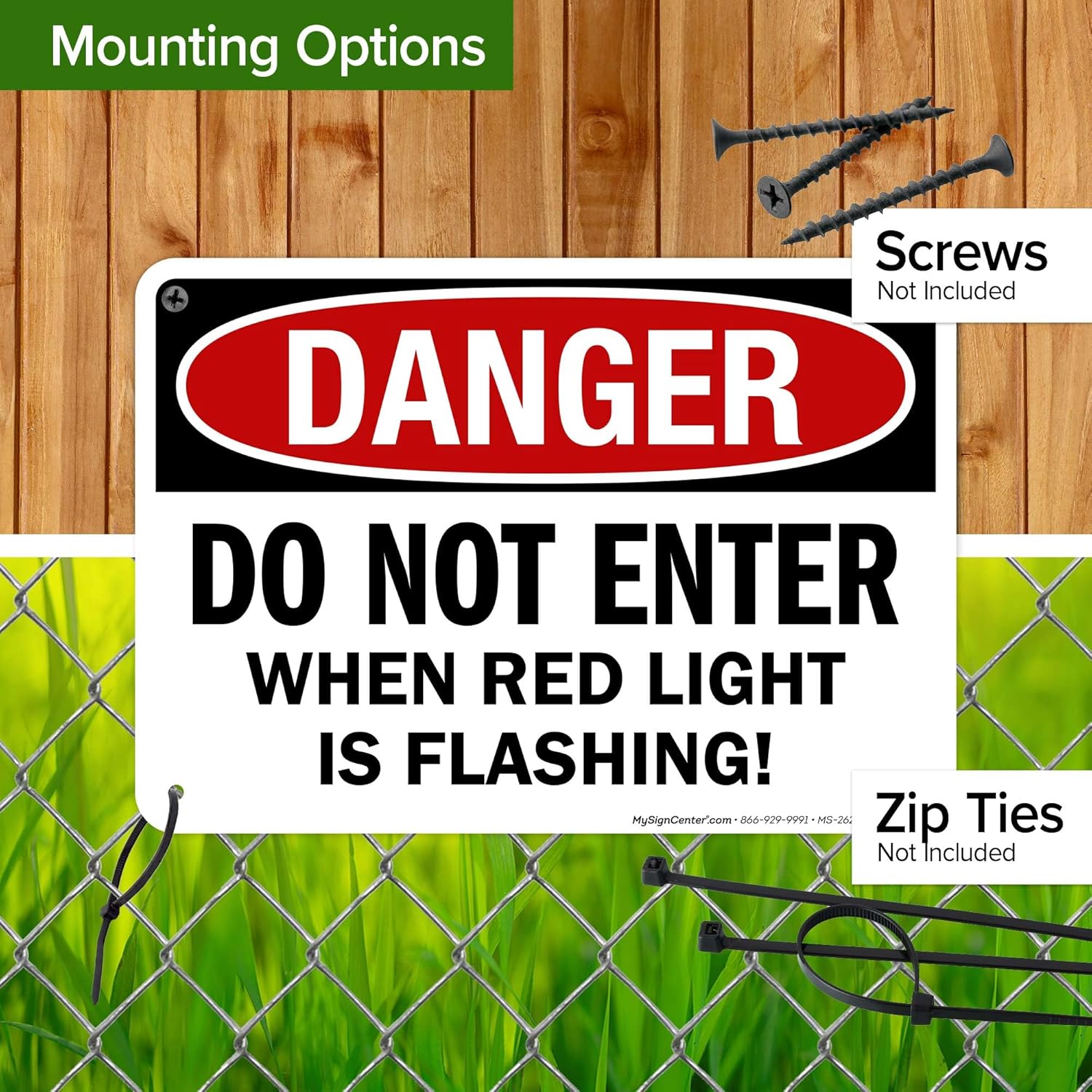 Danger Do Not Enter When Red Light is Flashing Sign, 10x7 Inches, 55 mil thick HDPS (high density polystyrene), Made in USA by My Sign Center