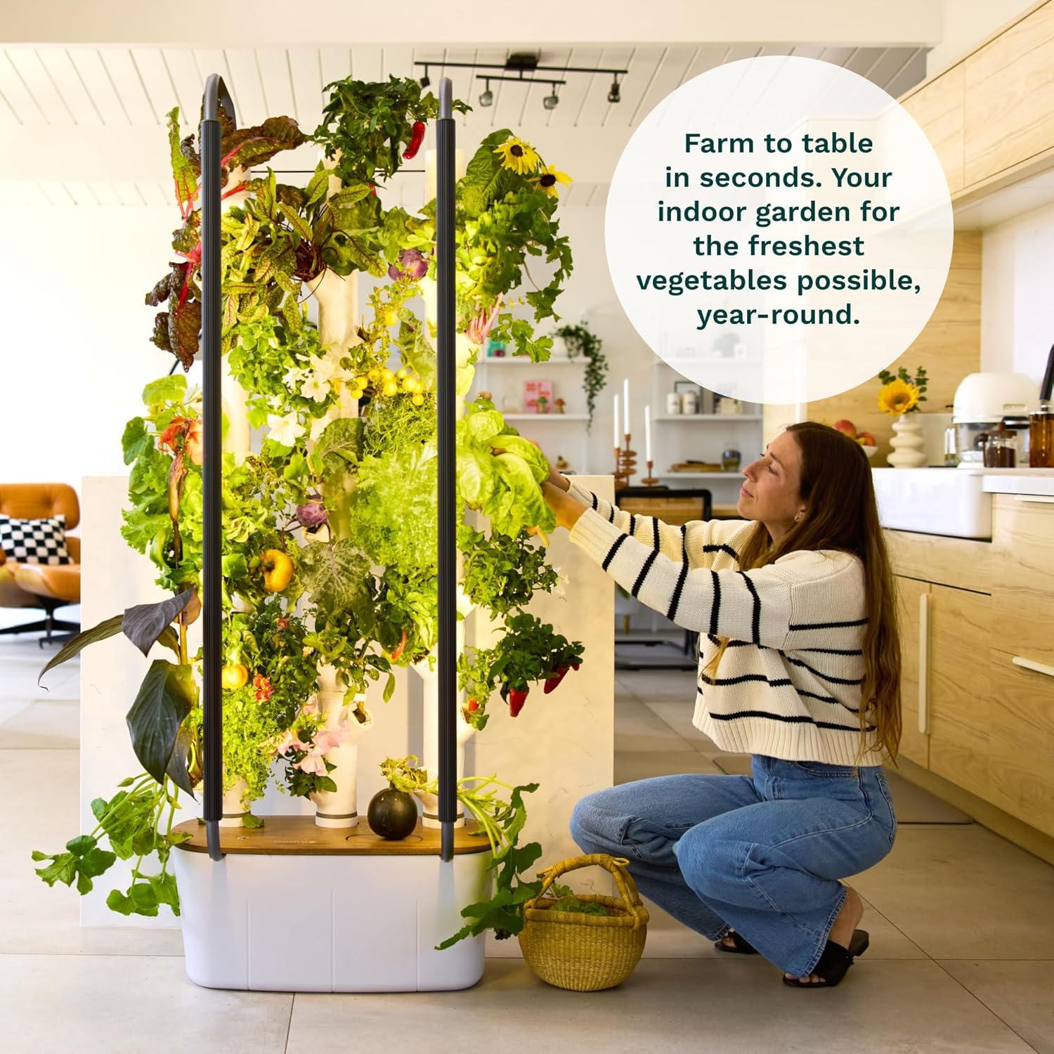 Gardyn Home 4 Vertical Hydroponics Growing System Kit - 30 Non-GMO Plants, Herbs, Vegetables - Smart Tower Garden Hydroponic Herb Garden Planter Indoor Kit - Indoor Gardening System w/LED Grow Lights