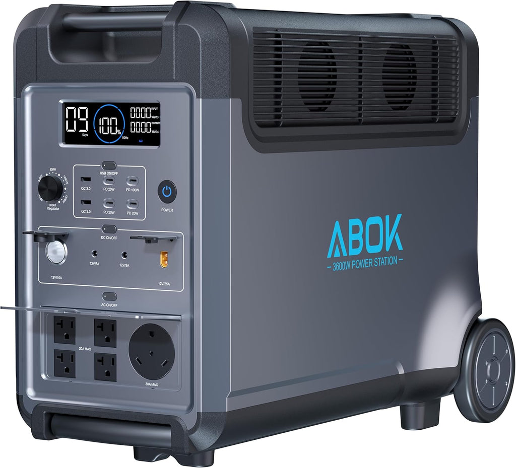 Portable Power Station, 3840Wh LiFePO4 Battery, 3600W Electric Solar Generator for Garage, Home, Off-Grid Living, Camping, RVs, Outdoor Adventures, Power Outages