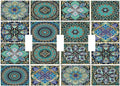 Decorative Switch Plates Mandala Decorative Rustic Vintage Turquoise Pattern 3 Gang Wall Plate Triple Toggle Light Switch Cover Faceplate Electrical Wall Panels for Bedroom Bathroom