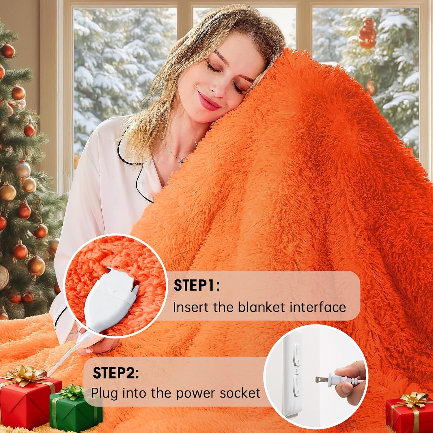 Heated Electric Blanket Throw–Faux Fur with Soft Thick Sherpa,Warm Winter Birthday Gifts for Women Grandma，10 Heat Settings,5 Time Settings with Fast Heating, 50x60, Cocoa Brown